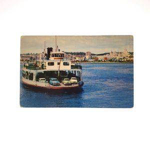 Vintage Postcard San Diego California Coronado Ferry Old Auto Transport Boat